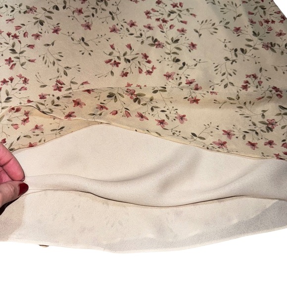 Vintage David Warren New York Floral 100% Silk Skirt Size 10P Cream Pink - Picture 5 of 7